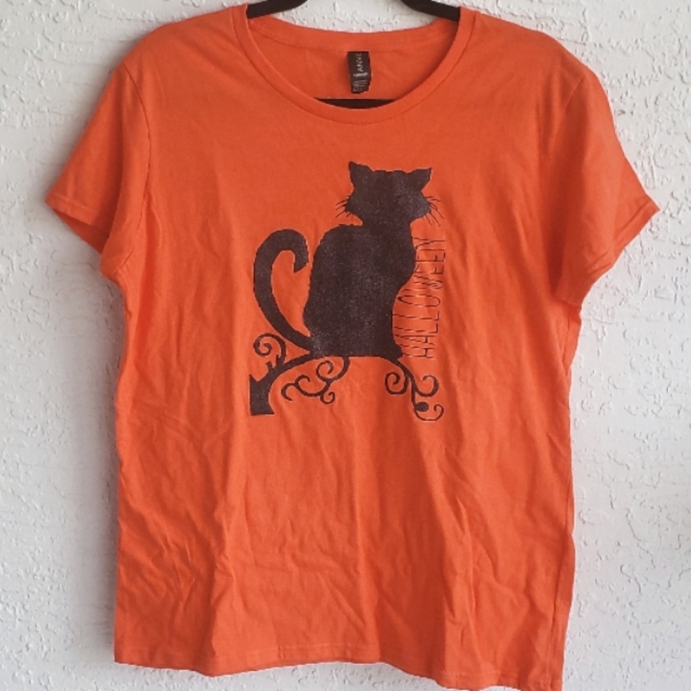 🎃 Glitter Black Cat Halloween T-shirt